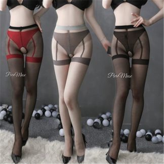 Bodystocking Jaring Nipis dengan Tali Garter — Reka Bentuk Terbuka