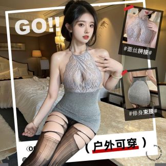 Bodysuit Setiausaha Berkilau — Mesh Tembus Pandang