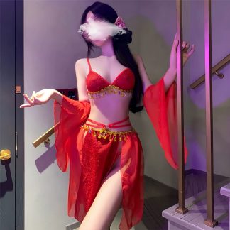 古风情趣蕾丝绑带肚兜套装