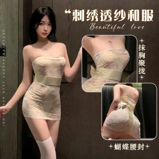 新中式刺绣透视和服包臀裙