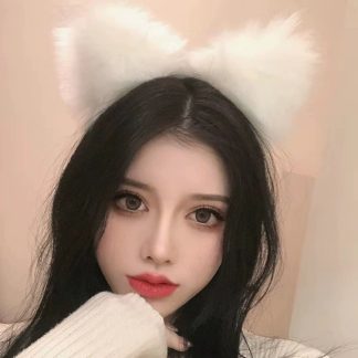 毛绒猫耳发箍 — 可爱猫咪角色扮演头饰